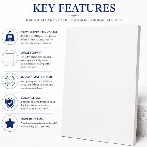 Desktop Publishing Supplies 13" x 19" Cardstock Paper | Heavy 80lb Cover White Matte 50 Sheets thumbnail 3