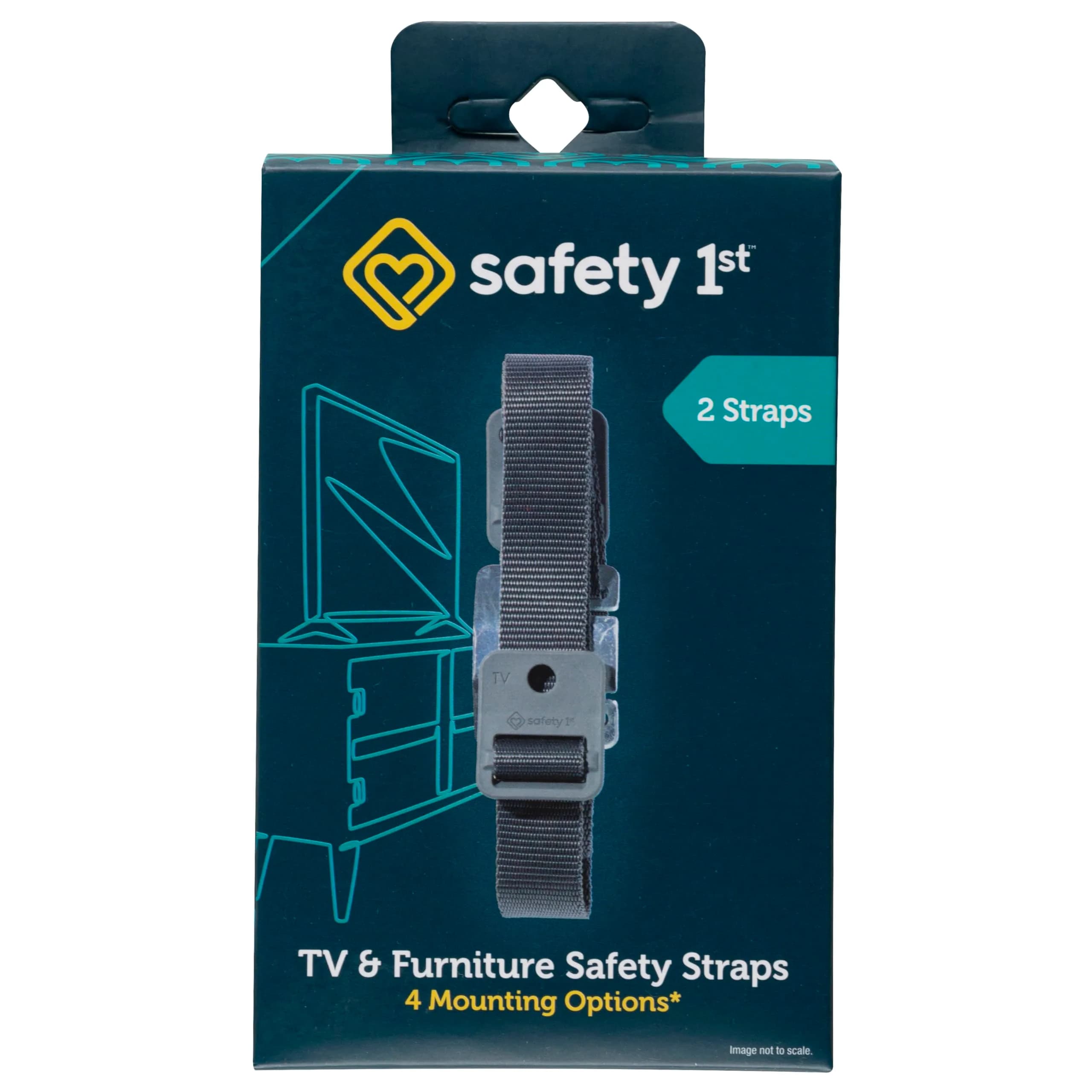 Safety 1st TV & Furniture Safety Straps, Black, 2‑Pack, Screws Included | 53" Long, Multi-Configuration — Multi