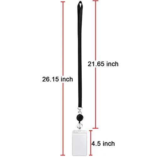 YOUOWO Retractable Badge Reel with Lanyard and Vertical ID Holder (2-Pack, Black) | Holds ID Cards, Keys, and More thumbnail 3