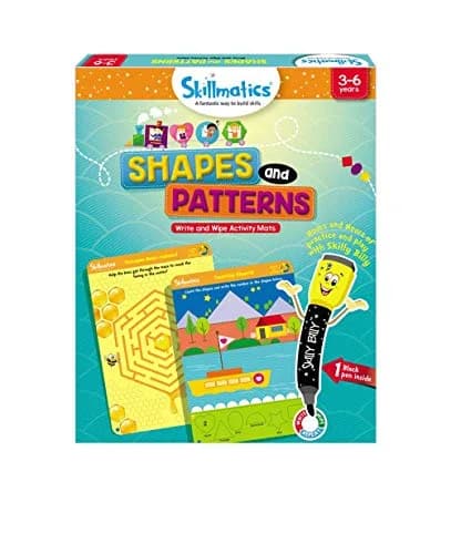 Skillmatics Shapes and Patterns Educational Game - Reusable Activity Mats with Dry Erase Marker, Ages 3-6 | Logical Reasoning & Creative Thinking thumbnail 1
