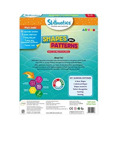 Skillmatics Shapes and Patterns Educational Game - Reusable Activity Mats with Dry Erase Marker, Ages 3-6 | Logical Reasoning & Creative Thinking thumbnail 6