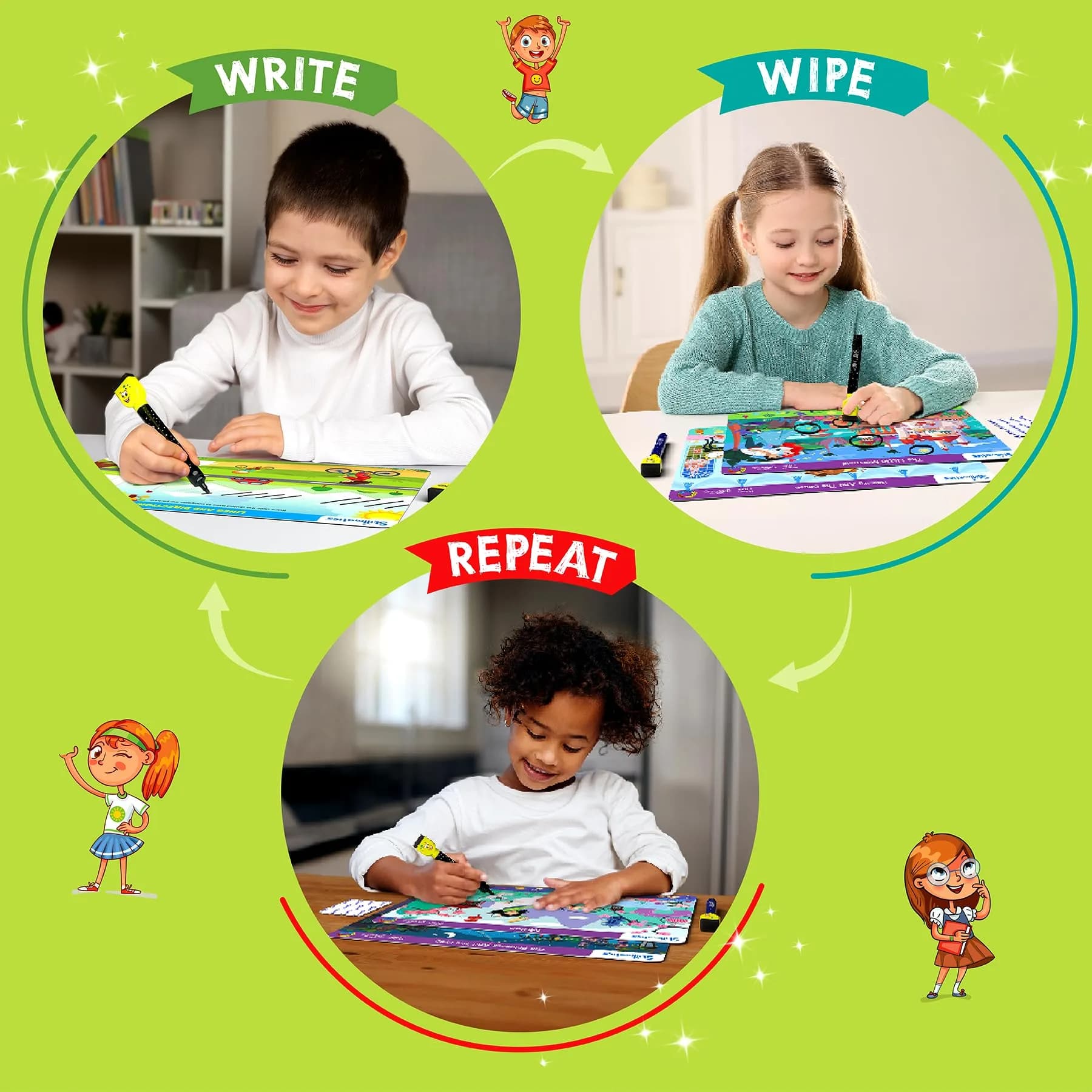 Skillmatics I Can Write Activity Book for Kids Ages 3-6 | Reusable Write and Wipe Mats with 14 Activities - view 5