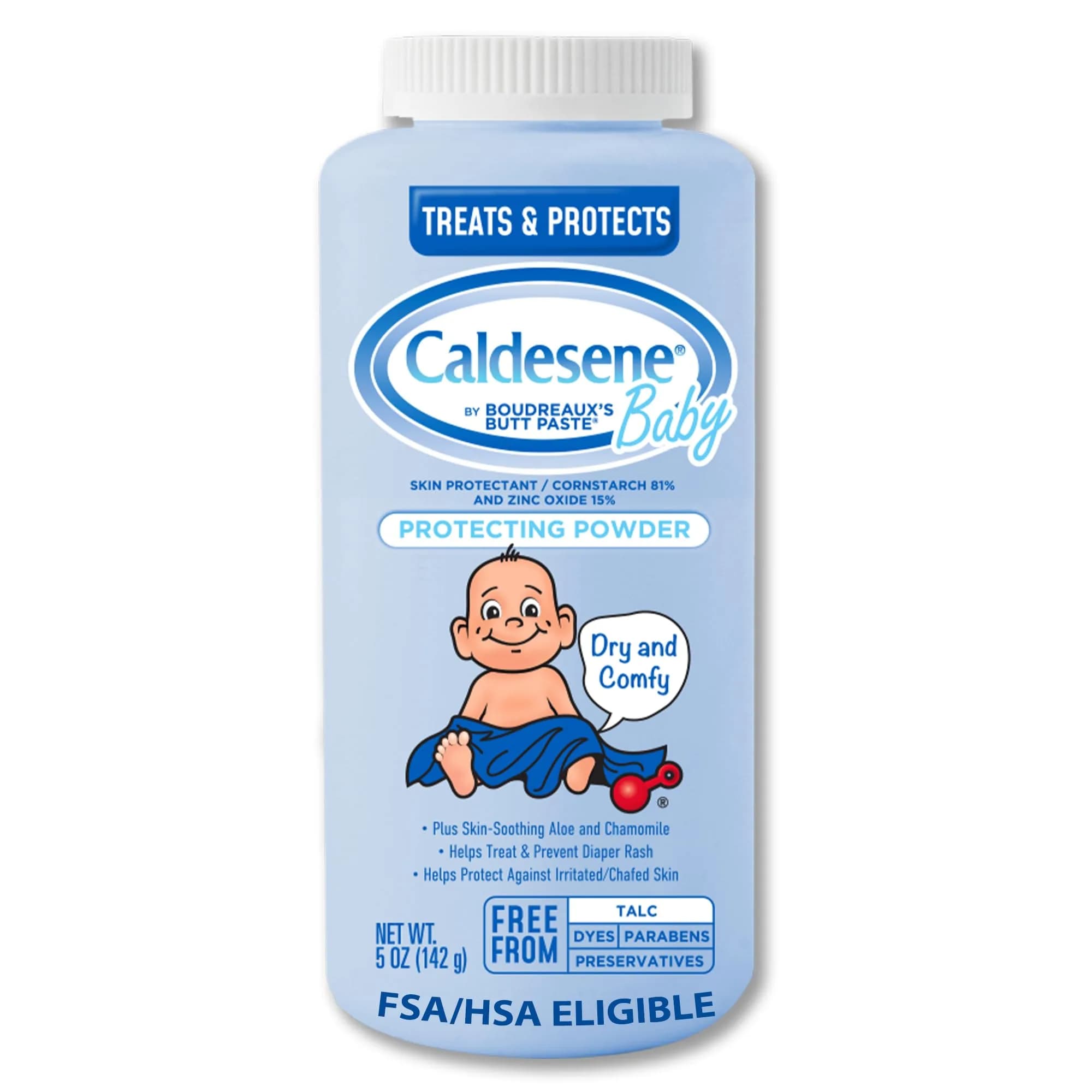 Caldesene Baby Powder with Zinc Oxide, Cornstarch, 5 Oz | Talc-Free, Diaper Rash Relief