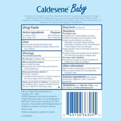 Caldesene Baby Powder with Zinc Oxide, Cornstarch, 5 Oz | Talc-Free, Diaper Rash Relief thumbnail 7