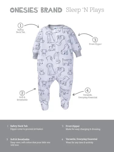 Onesies Brand baby boys 4-pack Sleep 'N Play Footies Newborn | Soft Cotton Comfort for Indian Babies thumbnail 6