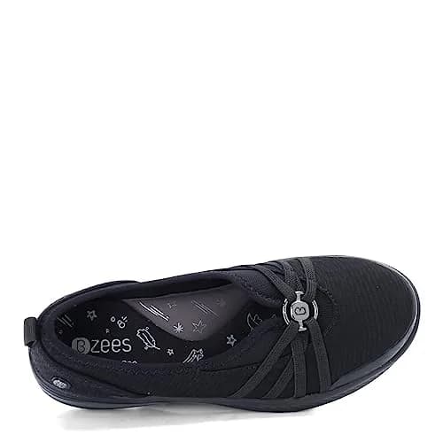 BZees Niche Skimmers Ballet Flat, Black Mesh, US 8.5 Wide | Lightweight Comfort for Women thumbnail 8