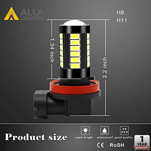 Alla Lighting H16/H11/H8 LED Fog Light Bulbs 6000K Xenon White 2800 Lumens (2-Pack) | Plug-and-Play Upgrade for Brighter Driving thumbnail 6