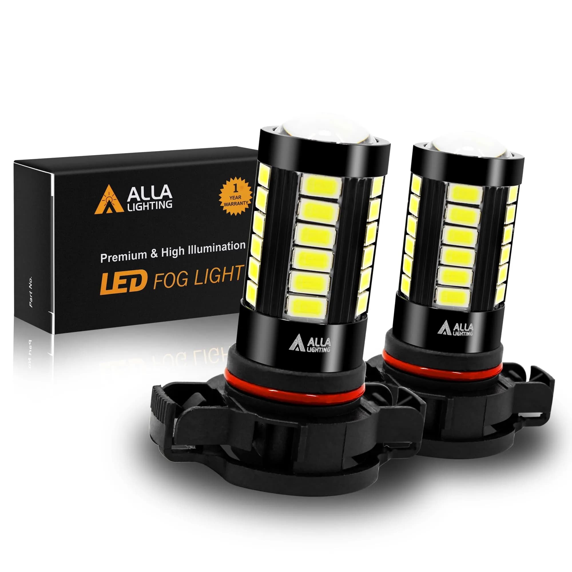 Alla Lighting PSX24W 2504 LED Fog Light Bulbs 2800lm 6000K White | Plug-and-Play Upgrade - main product image