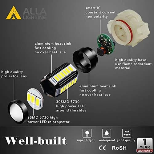 Alla Lighting 5202 PS19W LED Fog Light Bulbs 2800Lms 6000K Xenon White | Plug-and-Play Replacement for DRL & Fog Lights thumbnail 4