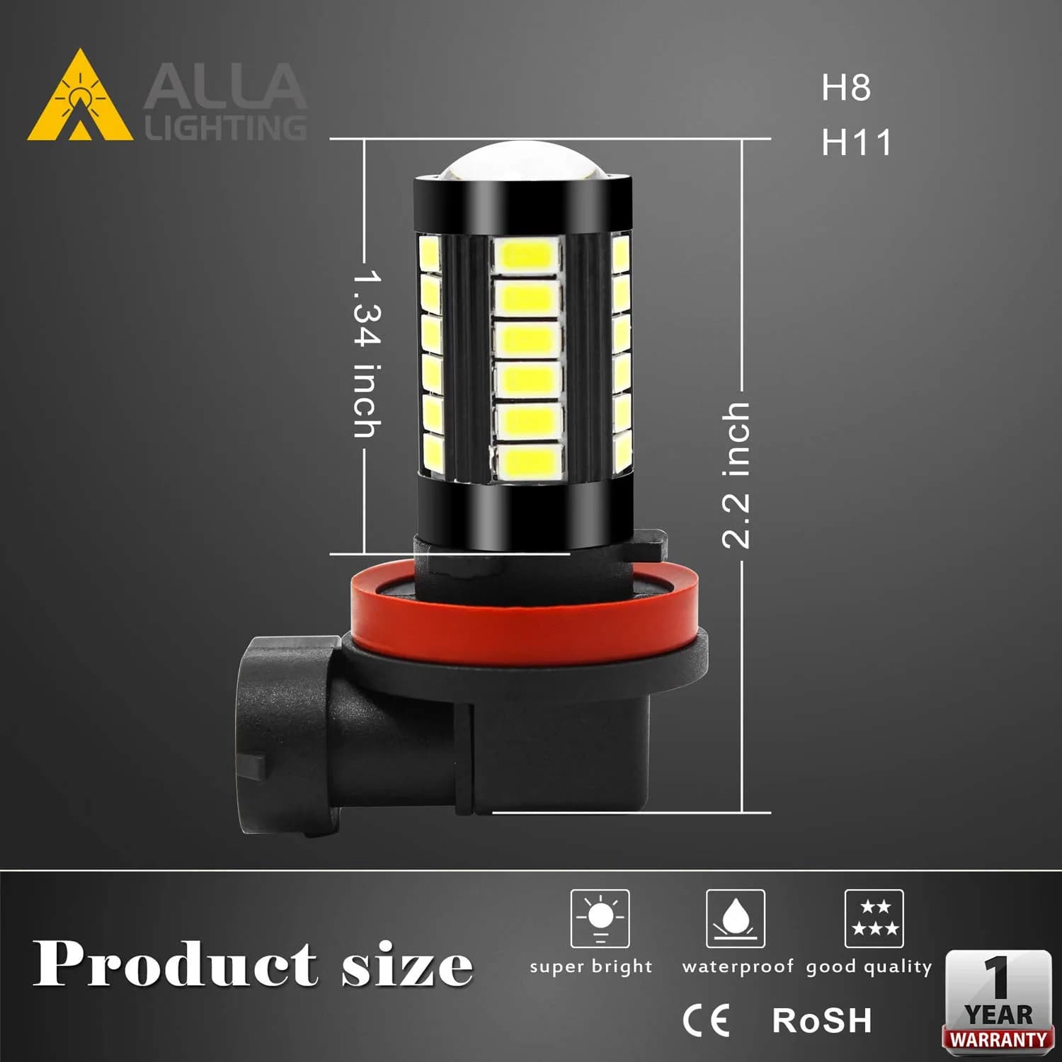 Alla Lighting HB4 9006 LED Fog Light Bulbs 6000K Xenon White 2800 Lumens (2-Pack) | Super Bright 12V Auto Replacement - view 6