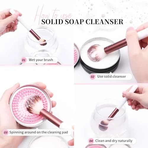 DUcare Makeup Brush Cleaner Solid Soap & Color Removal Sponge | Coconut Scented, Travel Friendly, 2 Pack thumbnail 2