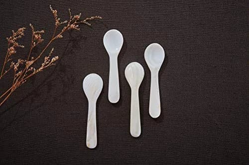 DUEBEL Set of 6 White Mother of Pearl Caviar Spoons for Caviar, Egg, Coffee Serving, Restaurant Serving Set (3.55) thumbnail 4
