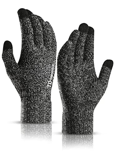 TRENDOUX Winter Gloves for Men Women - Upgraded Touch Screen Cold Weather Thermal Knit Glove (Large, Black White) | Warm & Stretchy for Driving & Running thumbnail 1