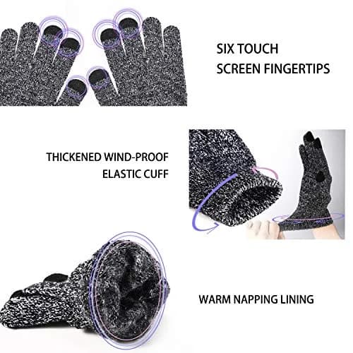 TRENDOUX Knit Touch Screen Gloves for Men & Women | Medium (17-20cm Palm) | Black White thumbnail 2