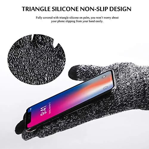 TRENDOUX Knit Touch Screen Gloves for Men & Women | Medium (17-20cm Palm) | Black White thumbnail 3