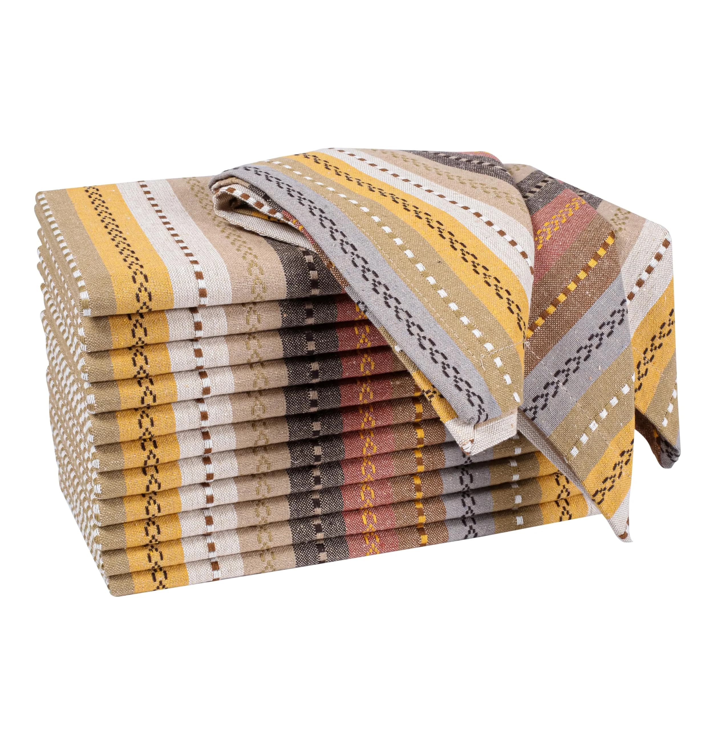 Ramanta Home Salsa Stripe Cotton Oversized Cloth Napkins 20x20 Inches | Elegant & Eco-Friendly (70-120 chars)
