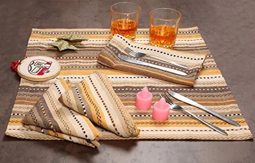 Ramanta Home Salsa Stripe Cotton Oversized Cloth Napkins 20x20 Inches | Elegant & Eco-Friendly (70-120 chars) thumbnail 4