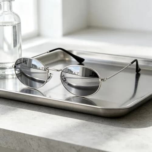 GIFIORE Small Oval Sunglasses for Women Men, Retro Metal Frame, Silver Mirrored Lens | UV400 Protection thumbnail 5
