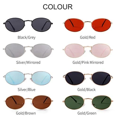 GIFIORE Small Oval Sunglasses for Women Men, Retro Metal Frame, Silver Mirrored Lens | UV400 Protection thumbnail 7