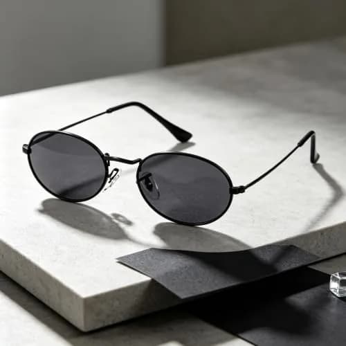 GIFIORE Oval Sunglasses for Women Men, Retro 90s Small Oval Glasses, Black Frame Grey Lens 50mm (1.97 inches) thumbnail 4