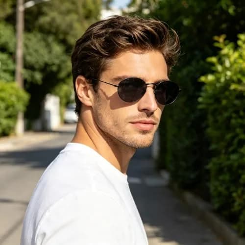 GIFIORE Oval Sunglasses for Women Men, Retro 90s Small Oval Glasses, Black Frame Grey Lens 50mm (1.97 inches) thumbnail 2