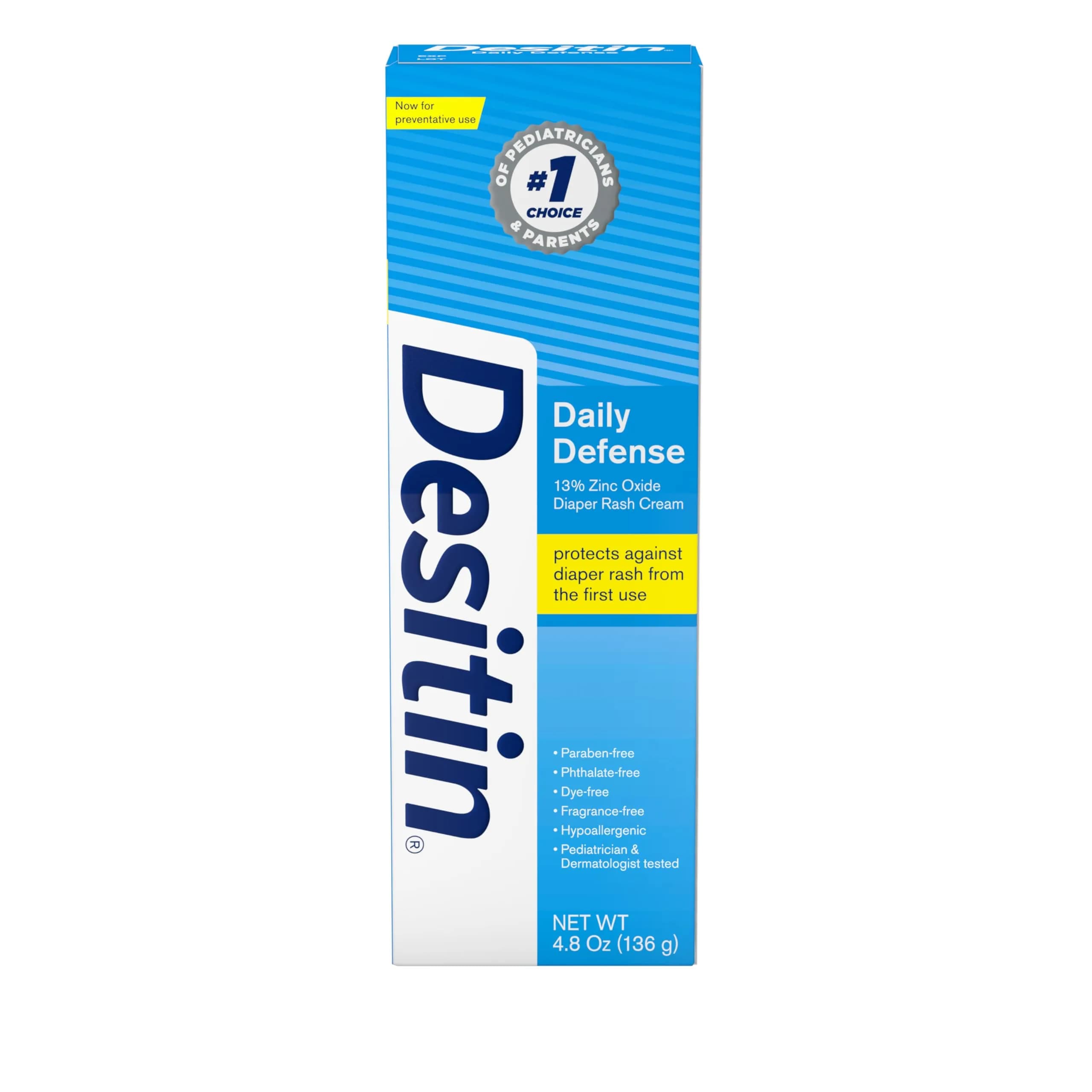 Desitin Daily Defense Diaper Rash Cream with Zinc Oxide 121.7 ml (4.8 oz) | Hypoallergenic Skin Protectant - main product image