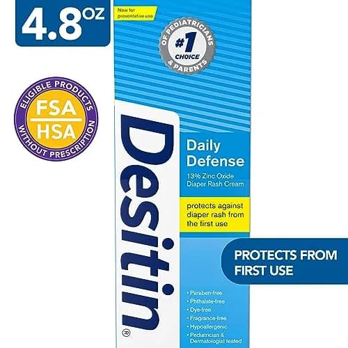 Desitin Daily Defense Diaper Rash Cream with Zinc Oxide 121.7 ml (4.8 oz) | Hypoallergenic Skin Protectant thumbnail 2