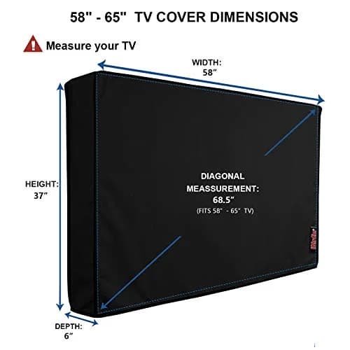 iBirdie Outdoor TV Cover for 60-65 Inch TVs | Waterproof & Weatherproof 600D Oxford Fabric thumbnail 2