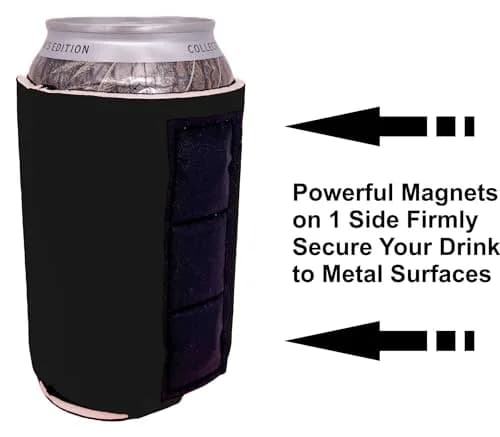 Coolie Junction Magnetic Can Coolie 2 Pack | Collapsible, Neoprene, Black thumbnail 2