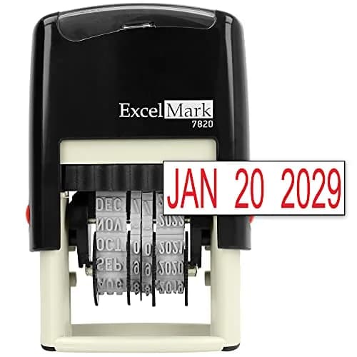 ExcelMark 7820 Self-Inking Rubber Date Stamp 3/16"x 1" | 10 Years of Dates, Rapid Impressions thumbnail 1