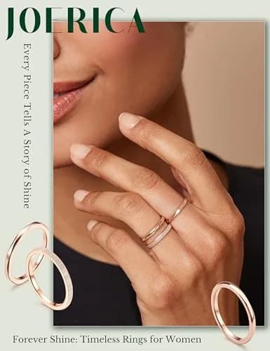 JOERICA 3Pcs 2mm Stainless Steel Women's Stackable Eternity Ring Set 4-9 | Elegant Wedding & Engagement Bands thumbnail 8