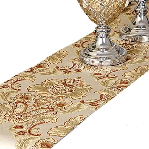 OZXCHIXU European Jacquard Fabric Multi-Tassels Table Runner 14x54 inch | Elegant Floral Design with Non-Slip Backing thumbnail 2