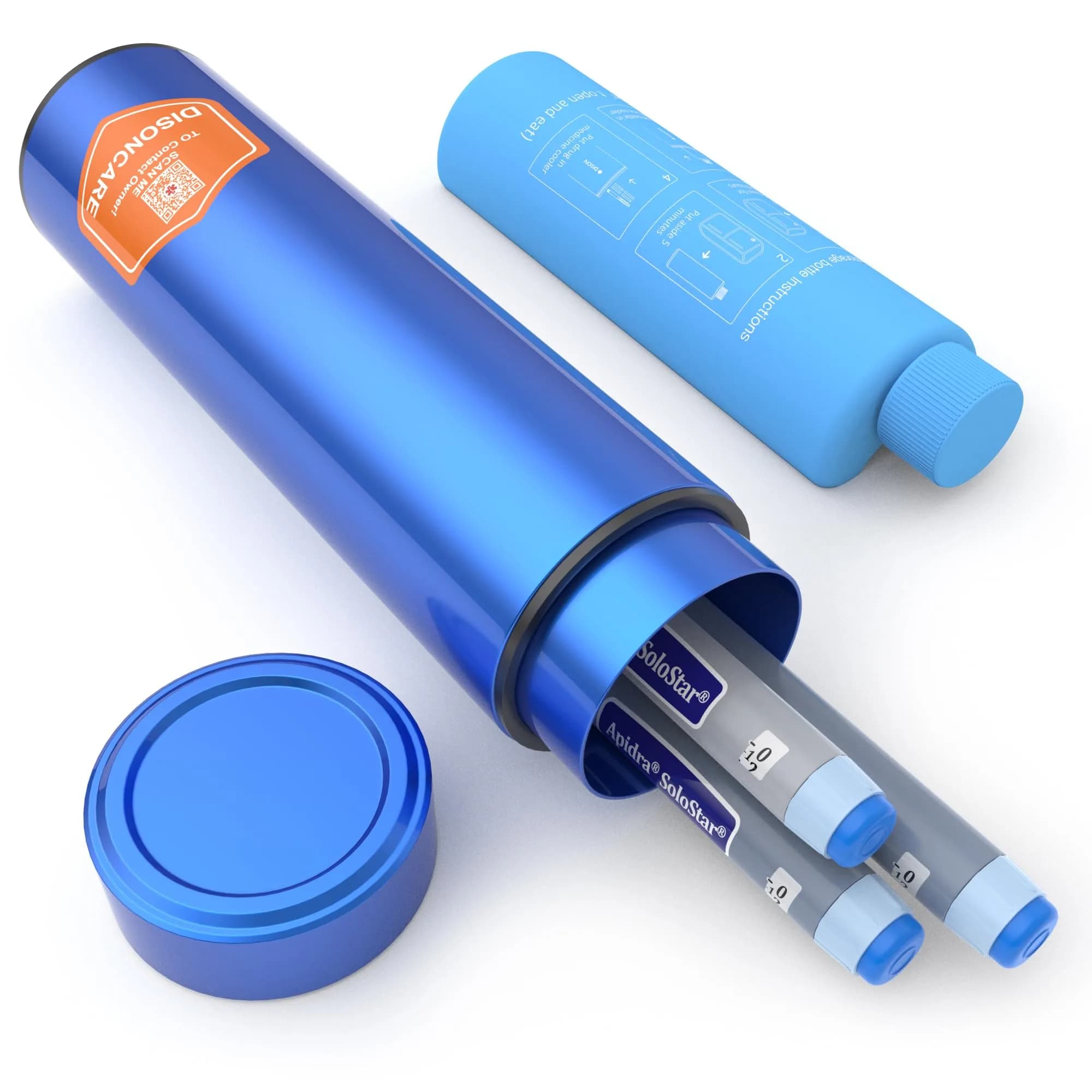 DISONCARE Odyssey 60H Insulin Pen Cooler Travel Case 2.5x2.5x9 inches (Red) | TSA Approved Medication Cooler for Travel — Blue