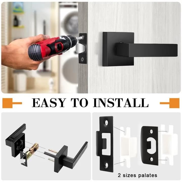 Probrico Passage Door Handles Matte Black 10 Pack | Heavy Duty Zinc Alloy, Modern Square Design thumbnail 8
