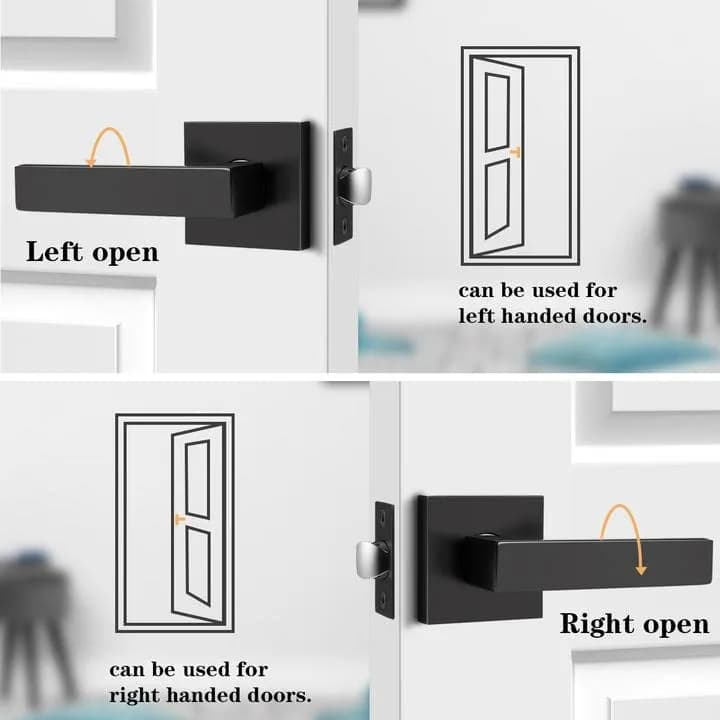 Probrico Reversible Interior Door Handles 5 Pack | Heavy Duty Zinc Alloy, Matte Black, Square Levers thumbnail 11