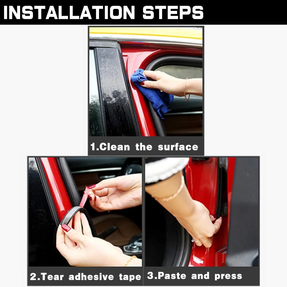 CloudBuyer L-Shape Universal Car Weather Stripping 10mm (2/5") x 13mm (47/100") x 10m (33ft) | Noise Insulation & Draft Seal - view 6