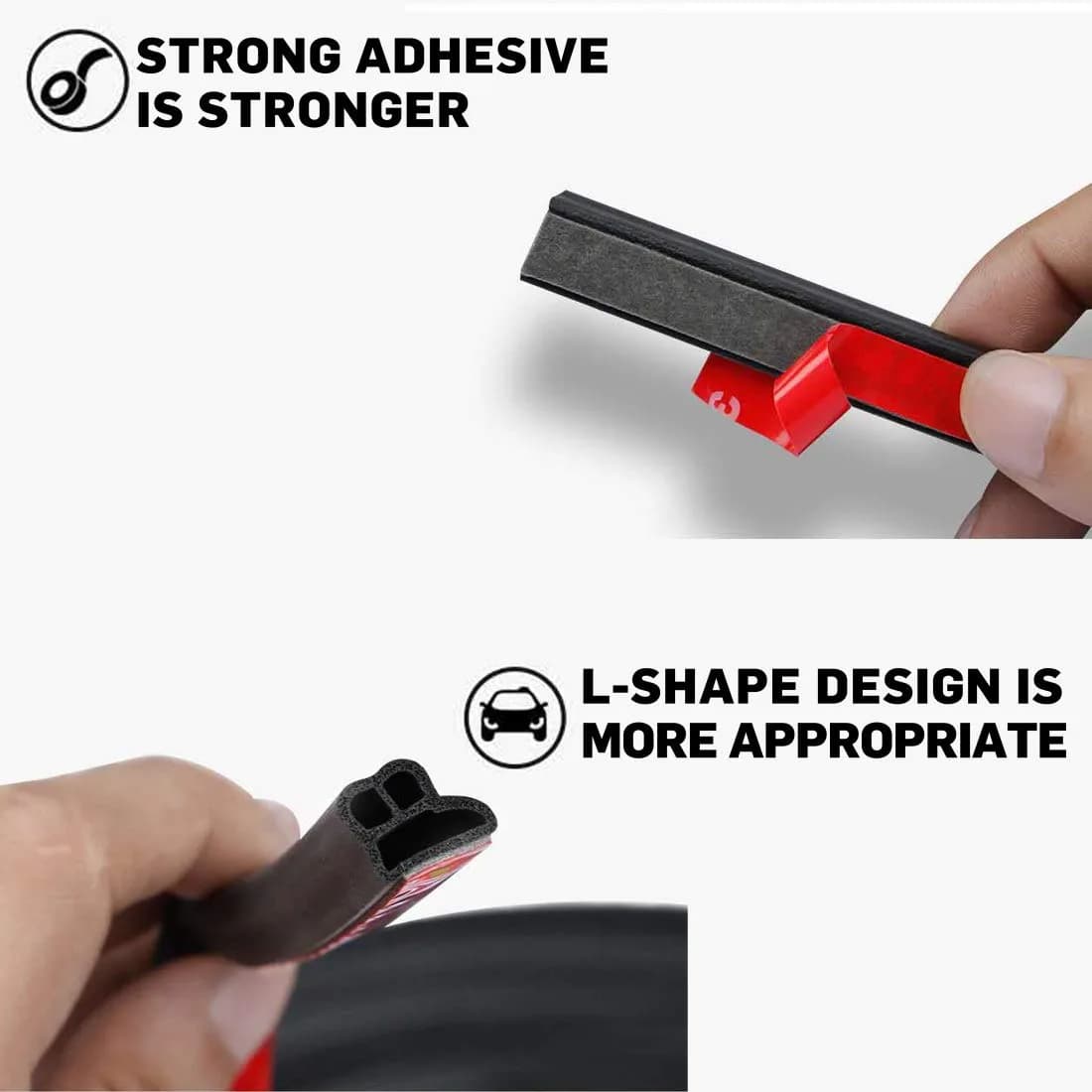 CloudBuyer L-Shape Universal Car Weather Stripping 10mm (2/5") x 13mm (47/100") x 10m (33ft) | Noise Insulation & Draft Seal - view 3