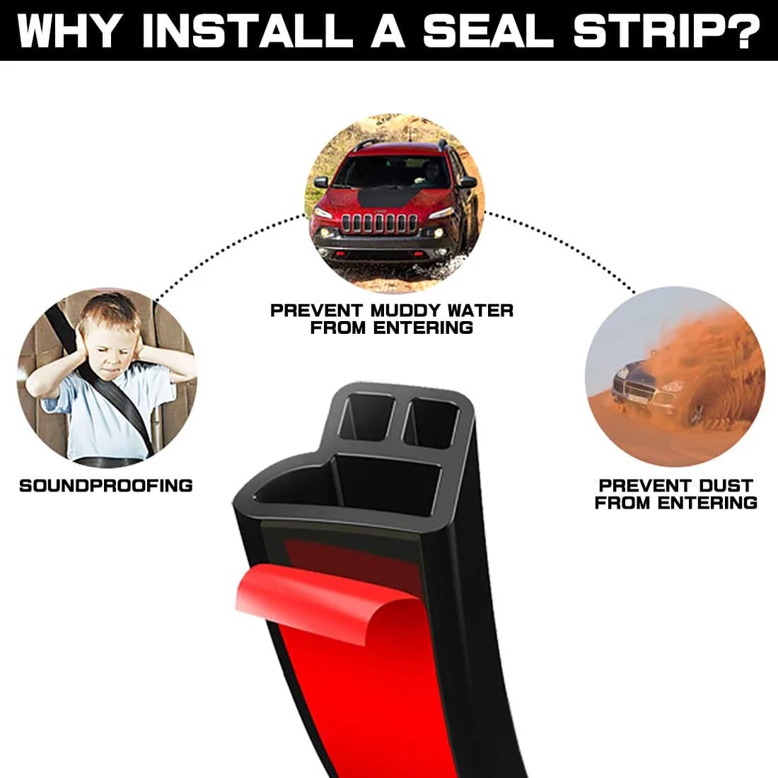 CloudBuyer L-Shape Universal Car Weather Stripping 10mm (2/5") x 13mm (47/100") x 10m (33ft) | Noise Insulation & Draft Seal - view 4