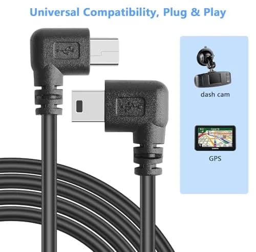 PASOW Mini USB Power Cable 3.5m (11.5FT) Right Angle | Powers Dash Cams in Tight Spaces thumbnail 4