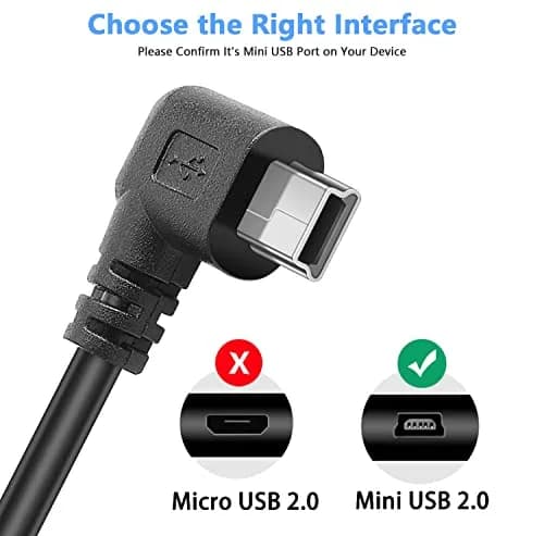 PASOW Mini USB Power Cable 3.5m (11.5FT) Right Angle | Powers Dash Cams in Tight Spaces thumbnail 3