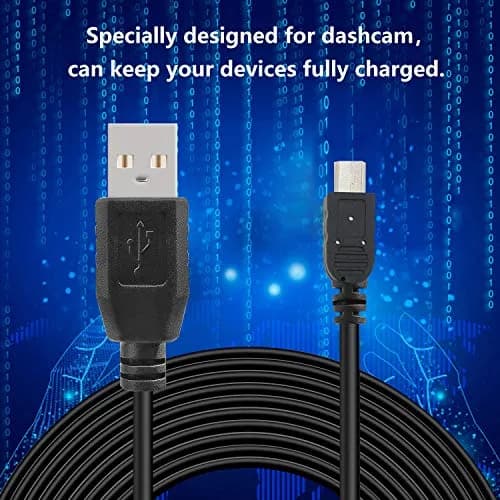 PASOW Mini USB Power Cable USB 2.0 A-Male to Mini-B 3.5m (11.5ft) | Power Delivery Only for Dash Cams thumbnail 3