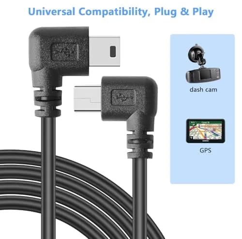 PASOW Mini USB Power Cable 90 Degree Left Angle 3.5m (11.5FT) | Dash Cam Power Supply Cord thumbnail 4
