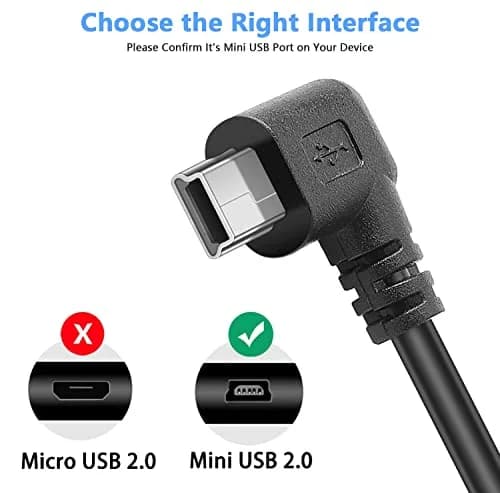 PASOW Mini USB Power Cable 90 Degree Left Angle 3.5m (11.5FT) | Dash Cam Power Supply Cord thumbnail 3