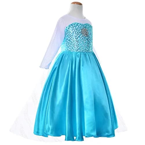 Party Chili Princess Costume for Girls Dress Up with Accessories 4-5 Years Sky Blue | Non-Itchy Fabric, Perfect for Parties & Holidays thumbnail 4