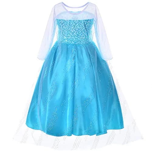 Party Chili Princess Costume for Girls Dress Up with Accessories 6-7 Years Sky Blue | Non-Itchy Fabric for Special Occasions thumbnail 5