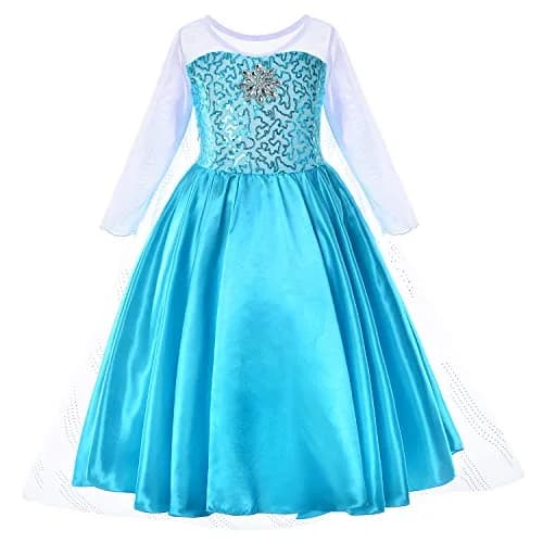 Party Chili Princess Costume for Girls Dress Up with Accessories 6-7 Years Sky Blue | Non-Itchy Fabric for Special Occasions thumbnail 3