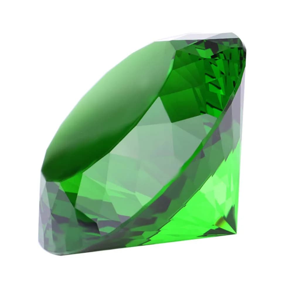 Yarrkc Green Crystal Glass Diamond Paperweight 60mm (2.36") | K9 Crystal with Rainbow Refraction