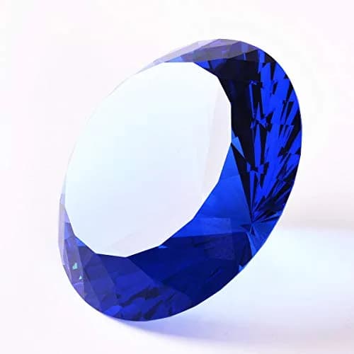 Yarrkc Blue Crystal Glass Diamond Shaped Decoration 60mm | Elegant Paperweight for Gifts & Decor thumbnail 2
