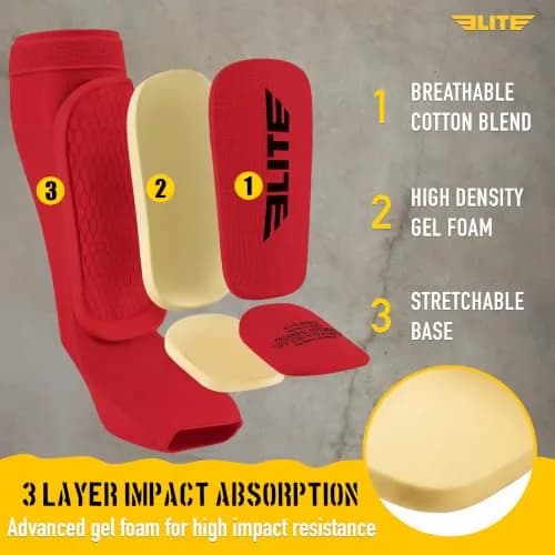 Elite Sports MMA Shin Pads for Muay Thai & Kickboxing | Adjustable, Lightweight, Shock Absorbing (Adult, Kids, Youth) thumbnail 5