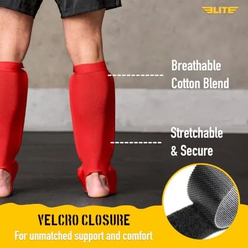 Elite Sports MMA Shin Pads for Muay Thai & Kickboxing | Adjustable, Lightweight, Shock Absorbing (Adult, Kids, Youth) thumbnail 3